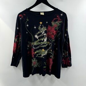 Jess & Jane USA Christmas Long Sleeve Top | Holiday Print | Made in USA | Women’